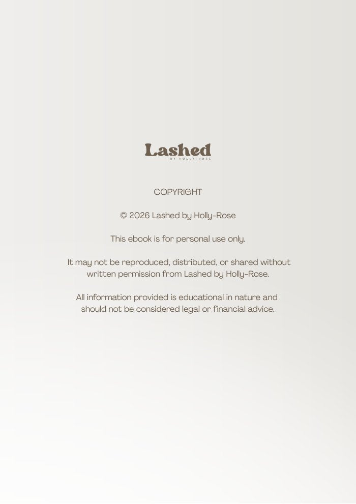 Inside page of the Beginner Lash Tech Guide